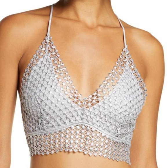 NWT Free People Constellation Bra Crochet Silver S - Picture 2 of 9
